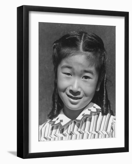 Joyce Yuki Nakamura at Manzanar, 1943-Ansel Adams-Framed Photographic Print