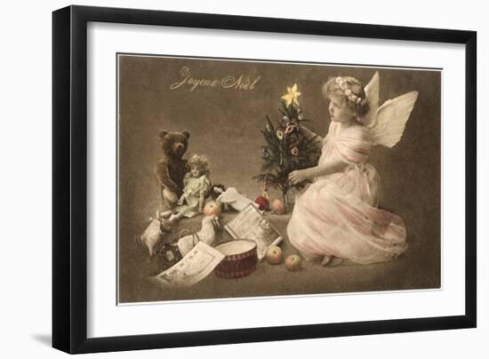 Joyeux Noel, Angel with Toys and Tree-null-Framed Art Print
