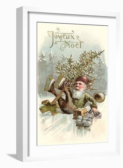 Joyeux Noel, Elf Falling on Ice-null-Framed Art Print
