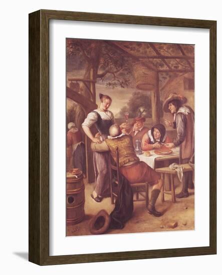 Joyful Company Under a Crib-Jan Havicksz. Steen-Framed Giclee Print