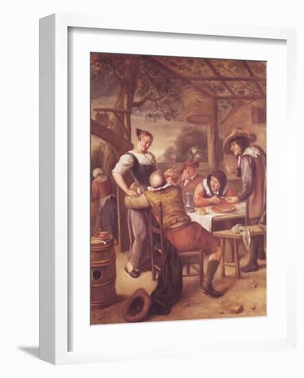 Joyful Company Under a Crib-Jan Havicksz. Steen-Framed Giclee Print