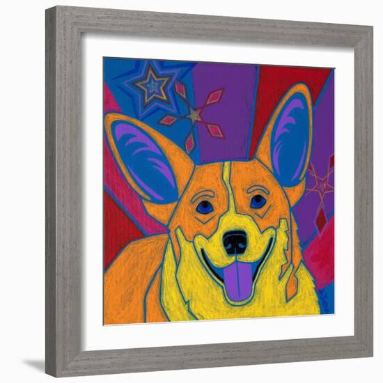 Joyful Corgi-Angela Bond-Framed Art Print