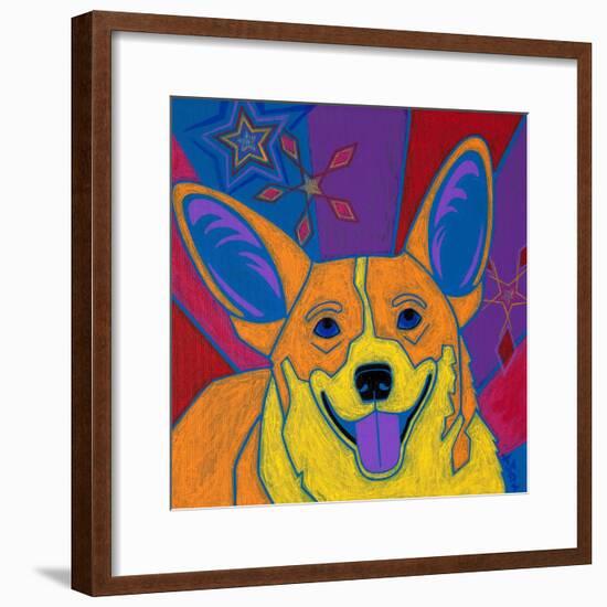 Joyful Corgi-Angela Bond-Framed Art Print