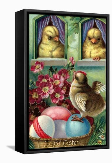 Joyful Easter, Chicks and Eggs-null-Framed Stretched Canvas