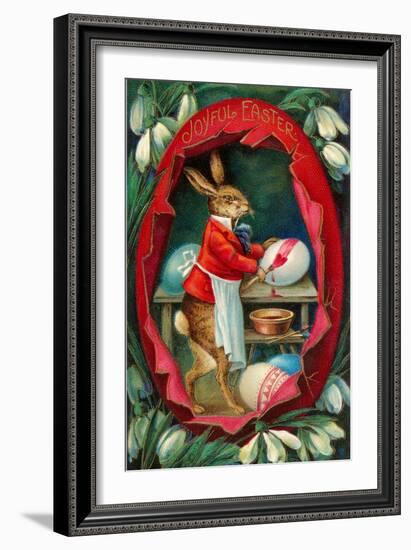 Joyful Easter, Rabbit inside Egg-null-Framed Art Print