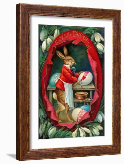 Joyful Easter, Rabbit inside Egg-null-Framed Premium Giclee Print