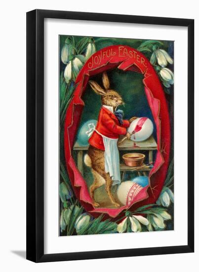 Joyful Easter, Rabbit inside Egg-null-Framed Premium Giclee Print