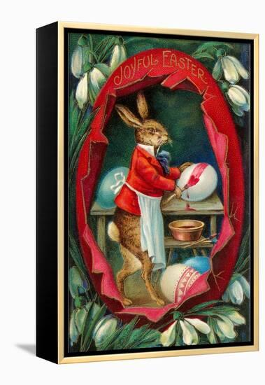 Joyful Easter, Rabbit inside Egg-null-Framed Stretched Canvas