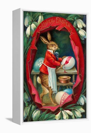 Joyful Easter, Rabbit inside Egg-null-Framed Stretched Canvas