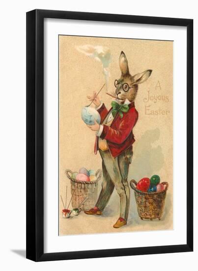 Joyous Easter, Spectacled Rabbit Painting Egg-null-Framed Premium Giclee Print