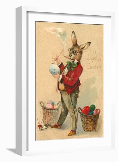 Joyous Easter, Spectacled Rabbit Painting Egg-null-Framed Premium Giclee Print