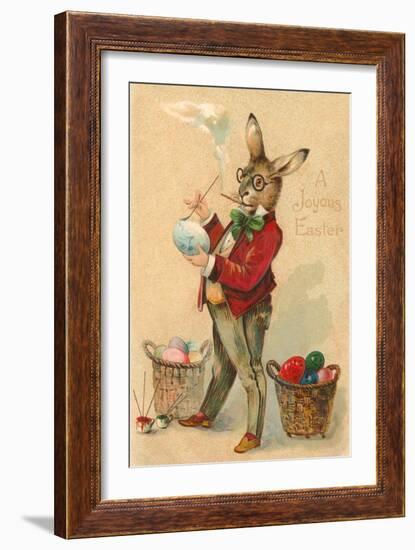 Joyous Easter, Spectacled Rabbit Painting Egg-null-Framed Art Print