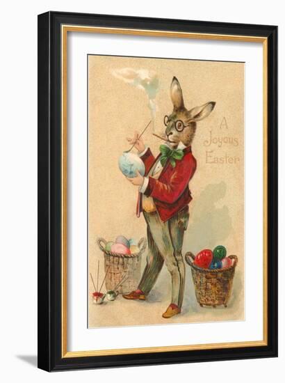 Joyous Easter, Spectacled Rabbit Painting Egg-null-Framed Art Print