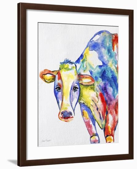 JP2489-Colorful Cow-Jean Plout-Framed Giclee Print