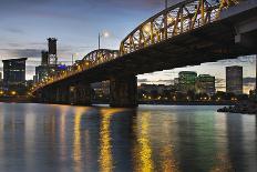 Portland Oregon Skyline under Hawthorne Bridge-jpldesigns-Photographic Print