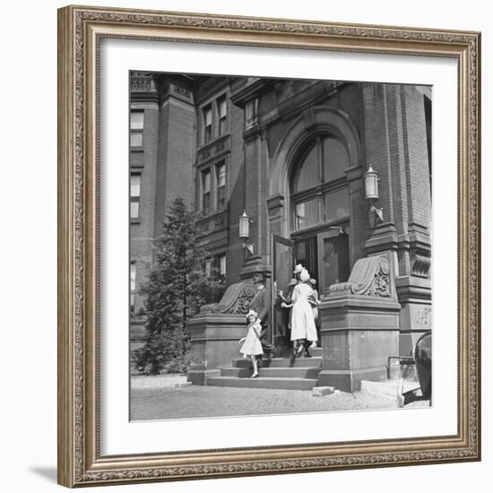 Juan Andreu Almazan Leaving John Hopkins Hospital with a Small Friend-Thomas D^ Mcavoy-Framed Premium Photographic Print