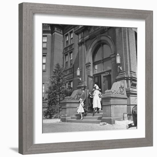 Juan Andreu Almazan Leaving John Hopkins Hospital with a Small Friend-Thomas D^ Mcavoy-Framed Premium Photographic Print