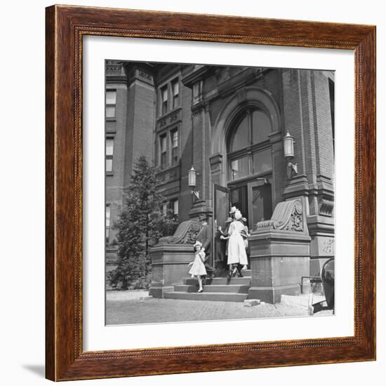 Juan Andreu Almazan Leaving John Hopkins Hospital with a Small Friend-Thomas D^ Mcavoy-Framed Premium Photographic Print