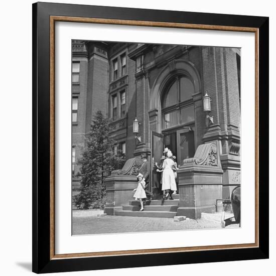 Juan Andreu Almazan Leaving John Hopkins Hospital with a Small Friend-Thomas D^ Mcavoy-Framed Premium Photographic Print