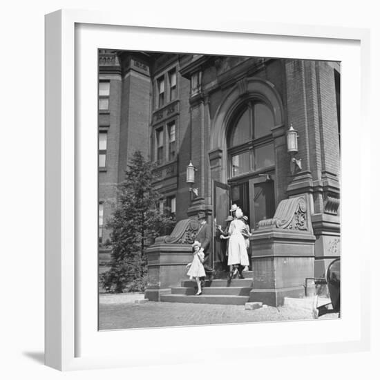 Juan Andreu Almazan Leaving John Hopkins Hospital with a Small Friend-Thomas D^ Mcavoy-Framed Premium Photographic Print