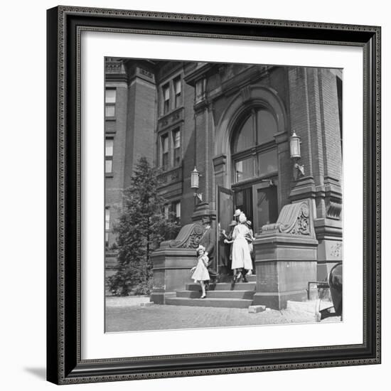 Juan Andreu Almazan Leaving John Hopkins Hospital with a Small Friend-Thomas D^ Mcavoy-Framed Premium Photographic Print