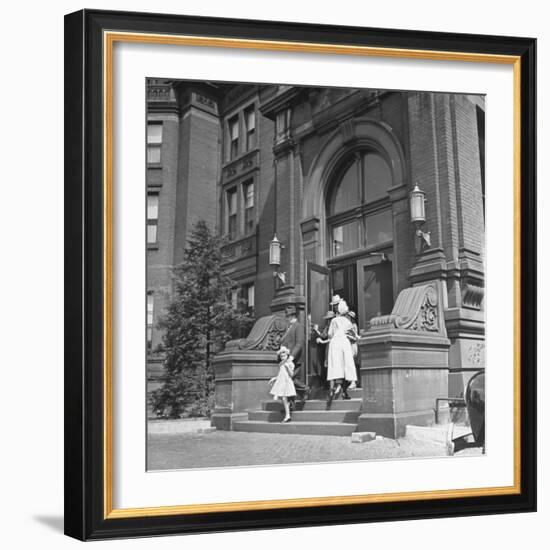 Juan Andreu Almazan Leaving John Hopkins Hospital with a Small Friend-Thomas D^ Mcavoy-Framed Premium Photographic Print