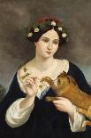 Portrait of a Woman Knitting with a Cat-Juan Cordero-Premium Giclee Print
