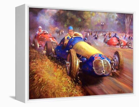 Juan Manuel Fangio Driving the Maserati 4Cl the Forest of Palermo Buenos Aires, 1949 (Acrylic on Ca-Jose Maria Villafuerte-Framed Premier Image Canvas