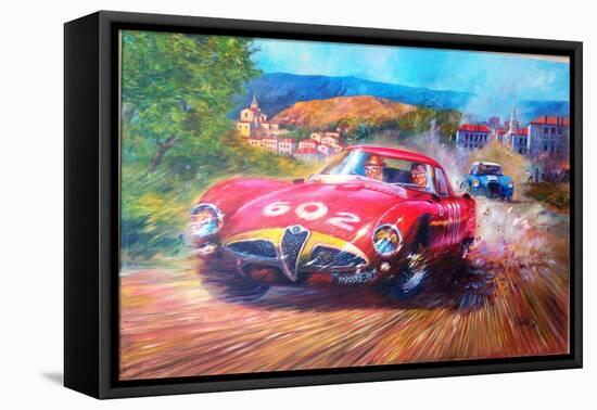 Juan Manuel Fangio Mille Miglia 1953 (Acrylic over Canvas, 2017)-Jose Maria Villafuerte-Framed Premier Image Canvas