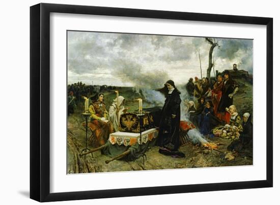 Juana the Mad Holding Vigil Over the Coffin of Her Husband, Philip the Handsom, 1877-Francisco Pradilla Y Ortiz-Framed Giclee Print