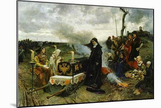 Juana the Mad Holding Vigil Over the Coffin of Her Husband, Philip the Handsom, 1877-Francisco Pradilla Y Ortiz-Mounted Giclee Print