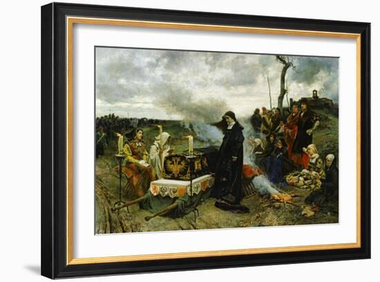 Juana the Mad Holding Vigil Over the Coffin of Her Husband, Philip the Handsom, 1877-Francisco Pradilla Y Ortiz-Framed Giclee Print