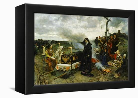 Juana the Mad Holding Vigil Over the Coffin of Her Husband, Philip the Handsom, 1877-Francisco Pradilla Y Ortiz-Framed Premier Image Canvas