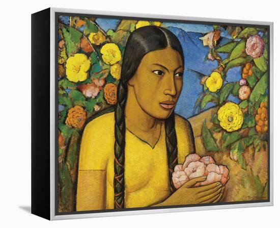 Juanita Entre Las Flores-Alfredo Ramos Martinez-Framed Stretched Canvas