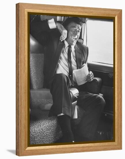 Jubilant Ronald Reagan Celebrating His Victory For Governor During California Gubernatorial Primary-John Loengard-Framed Premier Image Canvas