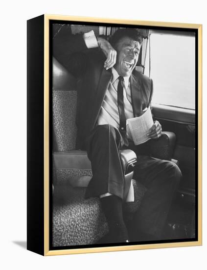 Jubilant Ronald Reagan Celebrating His Victory For Governor During California Gubernatorial Primary-John Loengard-Framed Premier Image Canvas