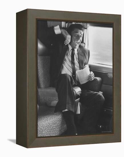 Jubilant Ronald Reagan Celebrating His Victory for Governor During California Gubernatorial Primary-John Loengard-Framed Premier Image Canvas