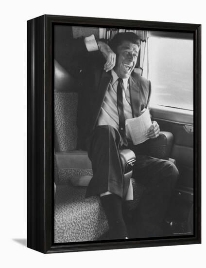 Jubilant Ronald Reagan Celebrating His Victory for Governor During California Gubernatorial Primary-John Loengard-Framed Premier Image Canvas