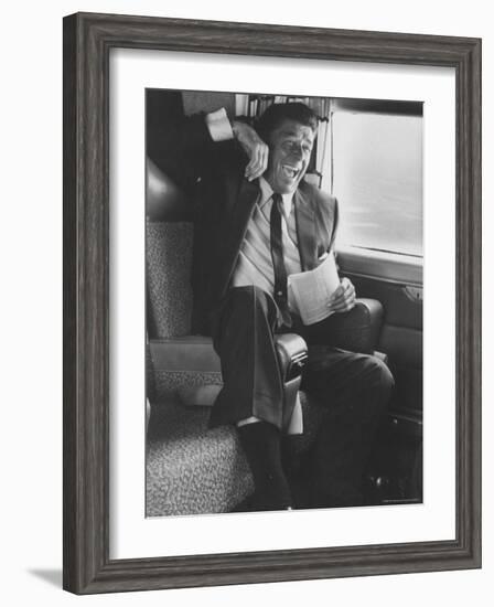 Jubilant Ronald Reagan Celebrating His Victory for Governor During California Gubernatorial Primary-John Loengard-Framed Premium Photographic Print