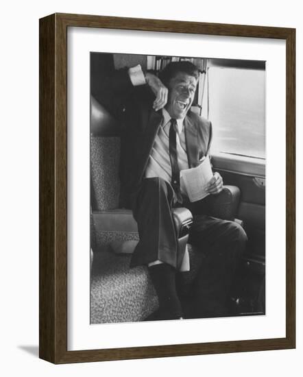 Jubilant Ronald Reagan Celebrating His Victory for Governor During California Gubernatorial Primary-John Loengard-Framed Premium Photographic Print