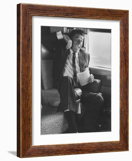 Jubilant Ronald Reagan Celebrating His Victory for Governor During California Gubernatorial Primary-John Loengard-Framed Premium Photographic Print