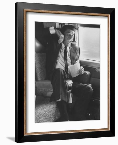 Jubilant Ronald Reagan Celebrating His Victory for Governor During California Gubernatorial Primary-John Loengard-Framed Premium Photographic Print