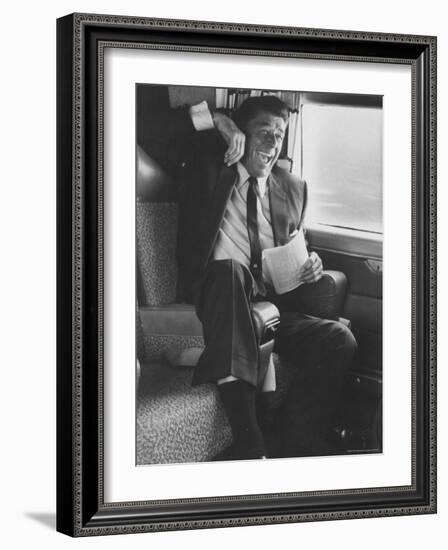 Jubilant Ronald Reagan Celebrating His Victory for Governor During California Gubernatorial Primary-John Loengard-Framed Premium Photographic Print