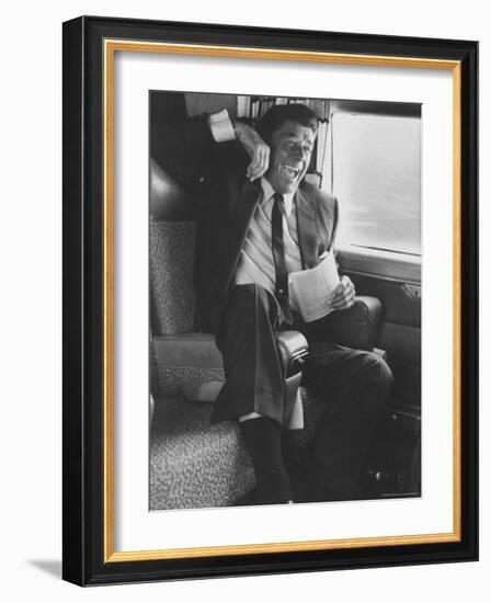 Jubilant Ronald Reagan Celebrating His Victory for Governor During California Gubernatorial Primary-John Loengard-Framed Premium Photographic Print