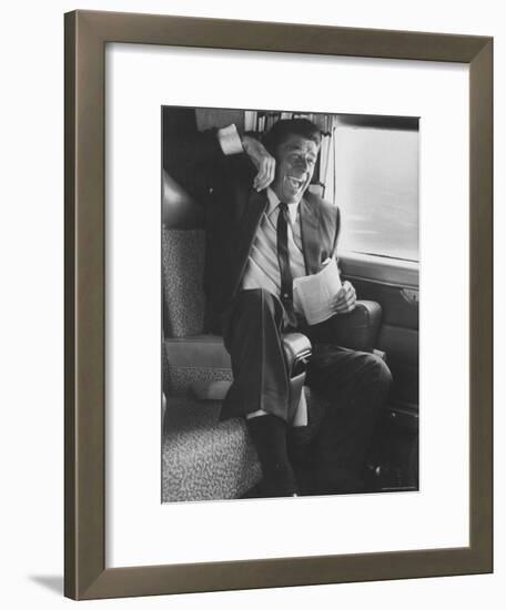 Jubilant Ronald Reagan Celebrating His Victory for Governor During California Gubernatorial Primary-John Loengard-Framed Premium Photographic Print