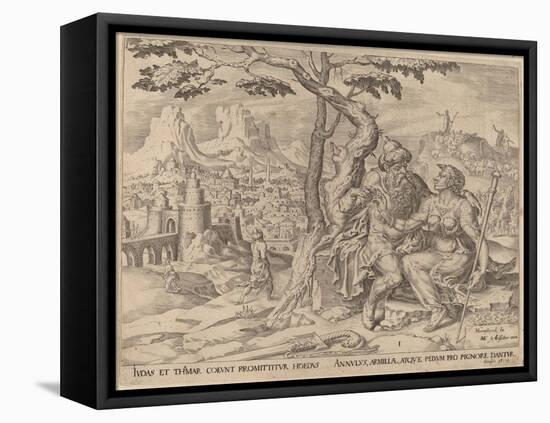Judah Giving Tamar the Pledge, C.1566-Maarten van Heemskerck-Framed Premier Image Canvas