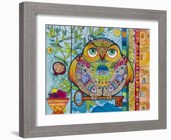 Judaica Folk Owl-Oxana Zaika-Framed Giclee Print