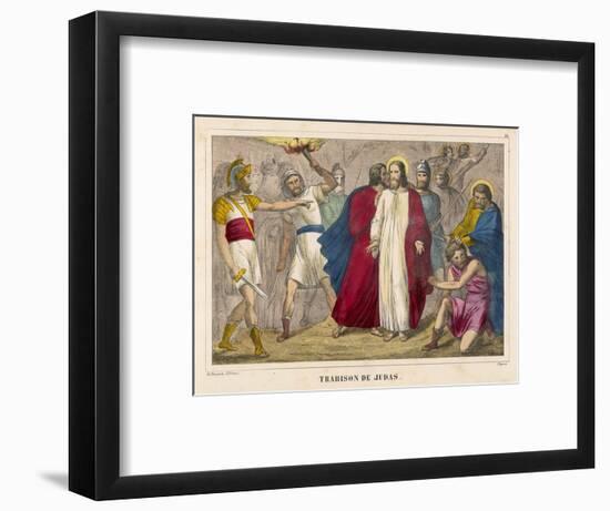 Judas Identifies Jesus to the Soldiers by Kissing Him Whereupon They Arrest Him-null-Framed Art Print