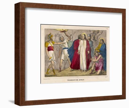 Judas Identifies Jesus to the Soldiers by Kissing Him Whereupon They Arrest Him-null-Framed Art Print