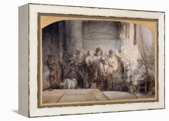 Judas Receiving the Thirty Pieces of Silver, C.1640 (Pen and Ink over Red Chalk over Wash on Paper)-Samuel van Hoogstraten-Framed Premier Image Canvas